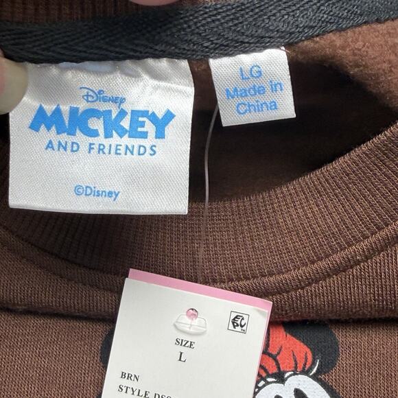 Disney Mickey & Friends Womens Size Large Graphic Sweatshirt Unbothered Brown - Picture 5 of 8